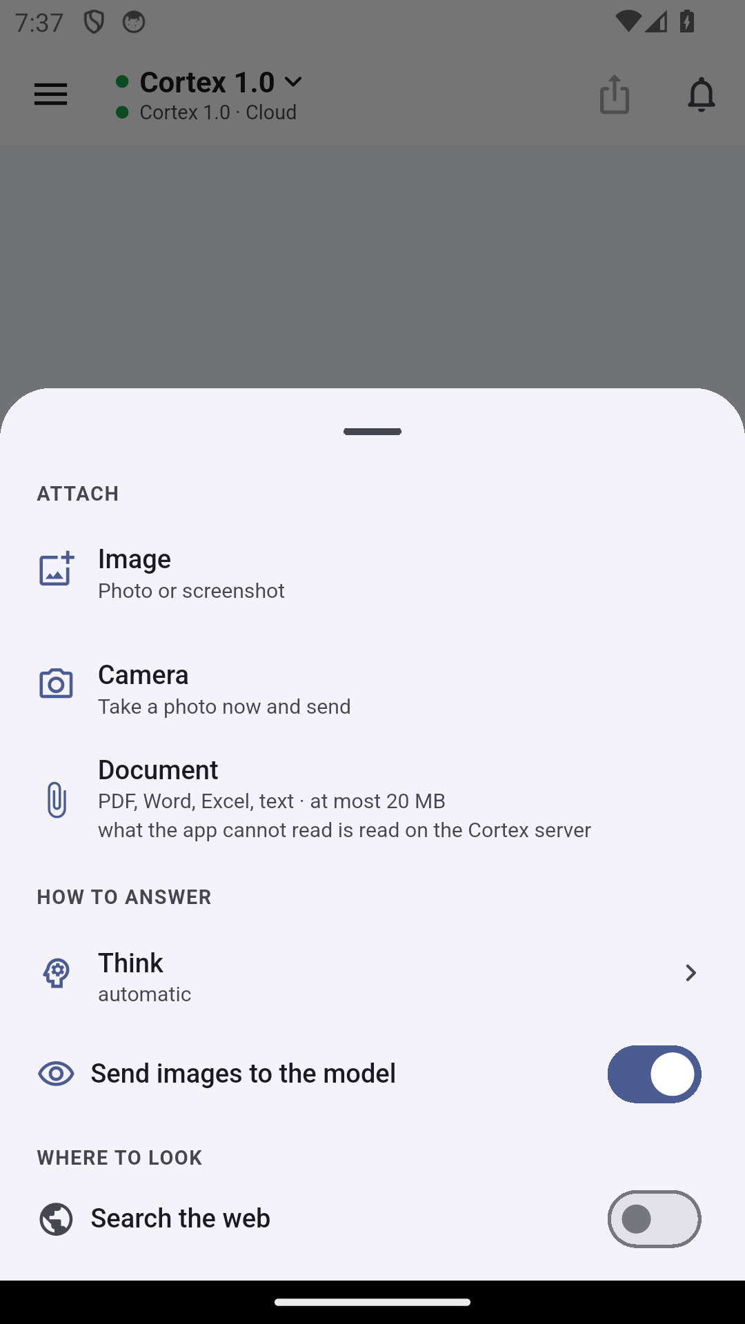 Envio de fotos e documentos no Cortex para Android