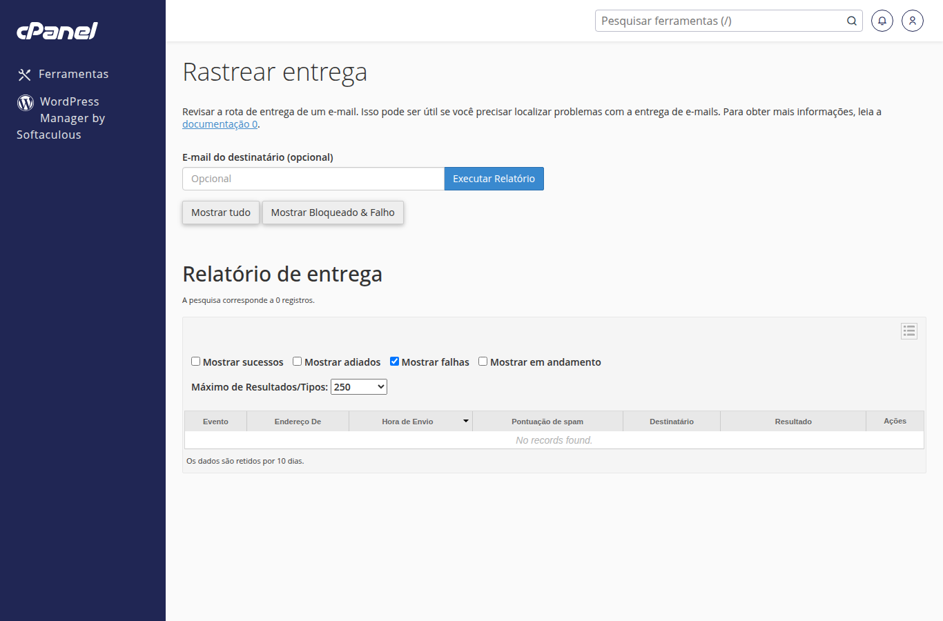 Ferramenta Rastrear entrega
